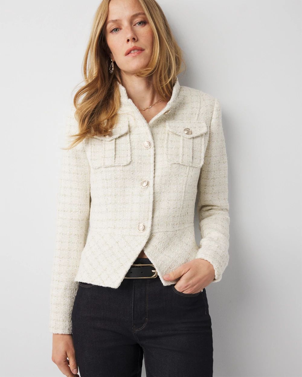 Tweed peplum jacket new arrivals